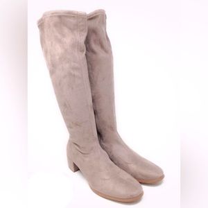 New Chinese Laundry Faux Suede Stretch Knee High Boots Grey Taupe Size 7.5